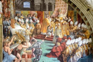 Krönung von Karl dem Großen in den Vatikanischen Museen, Rom, Italien.